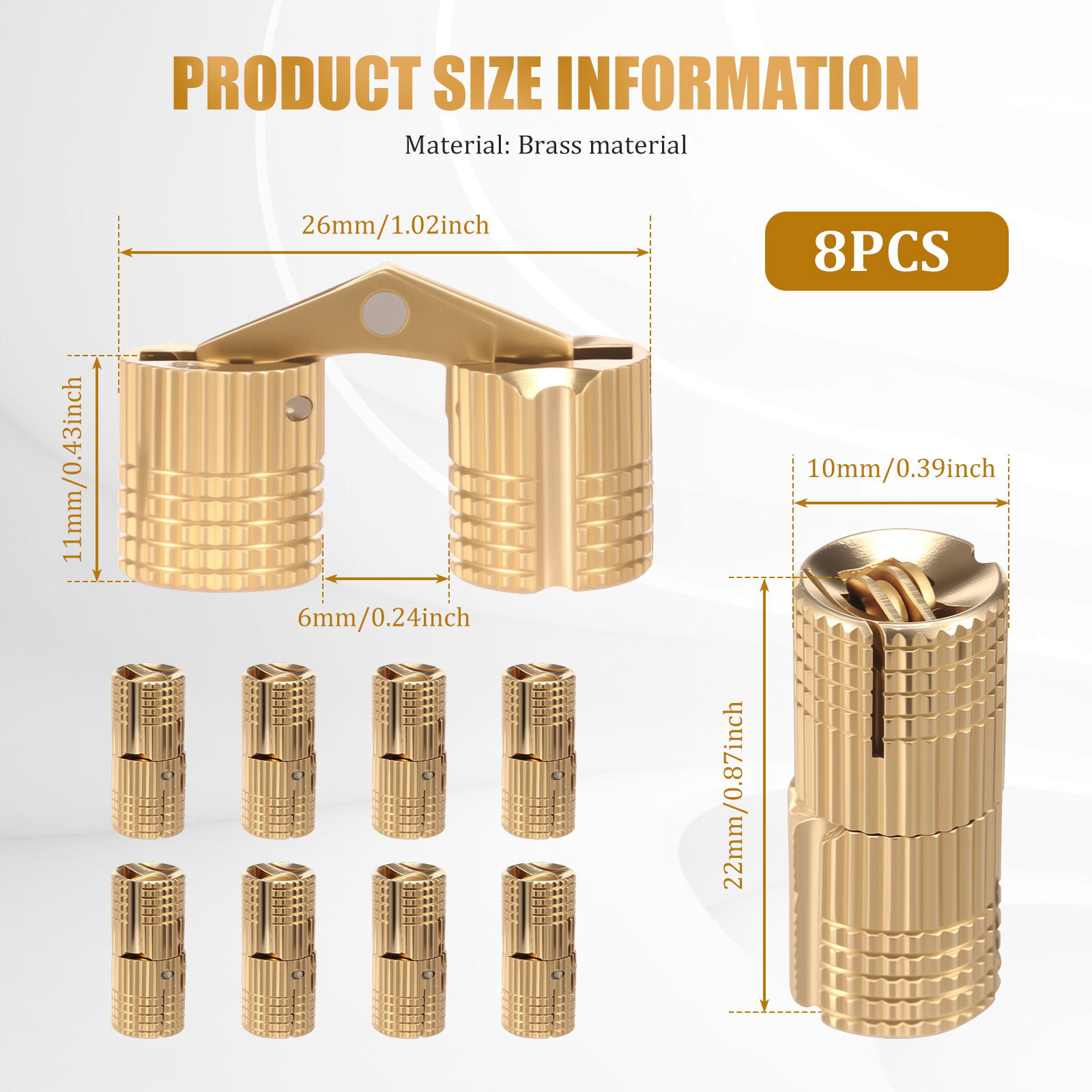 8pcs 10mm Copper Brass Door Hi - Furniture Hardware Brass recension och pris