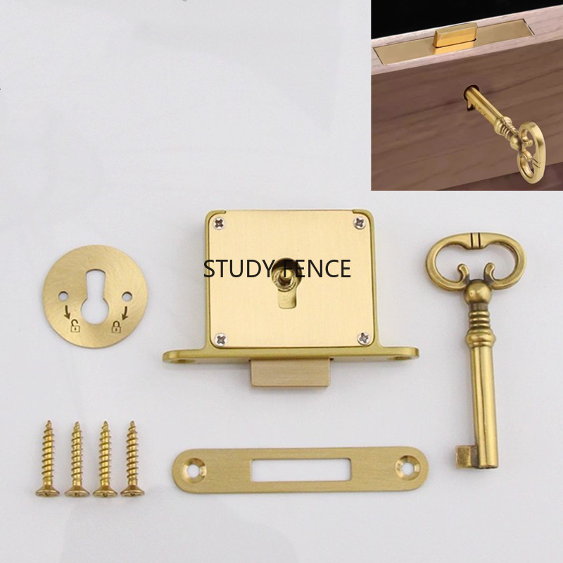 1PC Antique Metal Drawer Lock  - Furniture Hardware Brass recension och pris